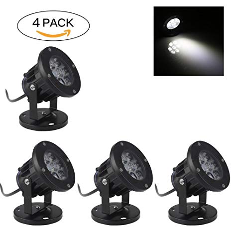 Vingtank 7W LED Landscape Spotlight Outdoor Lighting LED Landscape Lighting Decorative Lamp For Garden Yard Patio Path Spotlight Lamp with Base Waterproof AC/DC 12V (cold white, 4 pack)