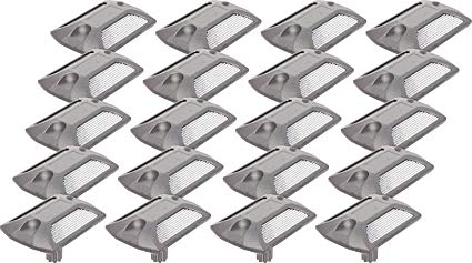 GreenLighting 20 Pack Reflective Road Stud - Commercial Grade Aluminum Road Pavement Marker by (Silver)