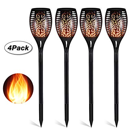 Solar Torch Light with Flickering Flame Lighting,Wireless Decorations/Landscape Led Solar Lamps Outdoor Garden Patio Lawn Yard,Waterproof Powered Solar Spotlights Decor Driveway Dusk To Dawn (4 Pack)