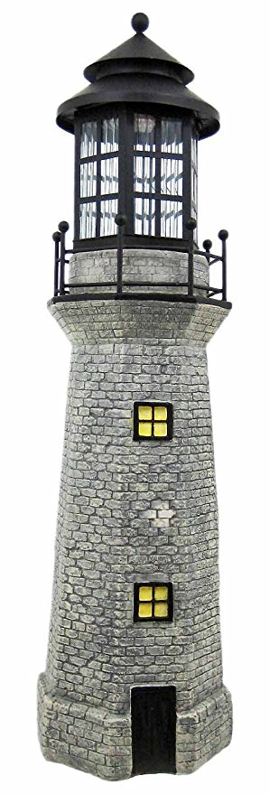 Solar Lighthouse Garden Figurine Light, Gray Color, 39
