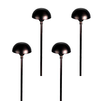 4 LED Cast Brass Dome Top Pathway Area Light - 307 (Bronze, Warm White)