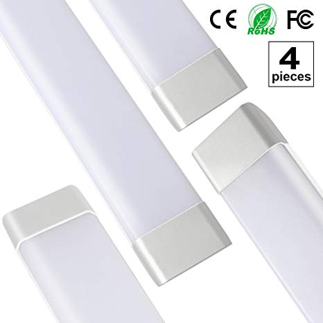 4-Pack 3ft/0.9m T11 Dustproof LED Integrated Tube Lights Fixture with Brackets Milky Cover 40W 85-265V 180 Degrees Beam Angle 3000LM Daylight 6500K T11JS90