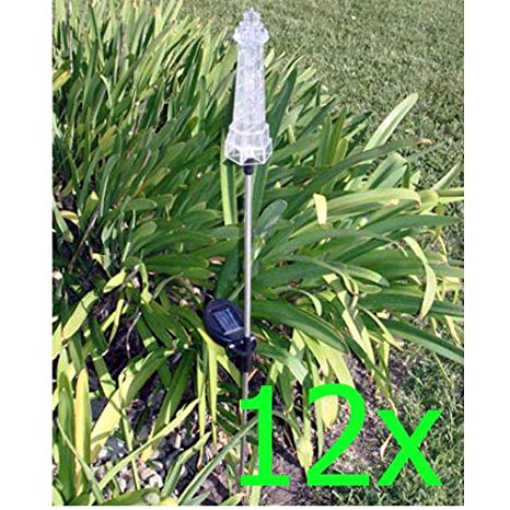 GTMax Solar Powered Lighthouse Garden Stake Color Changing Light - 12 PCS