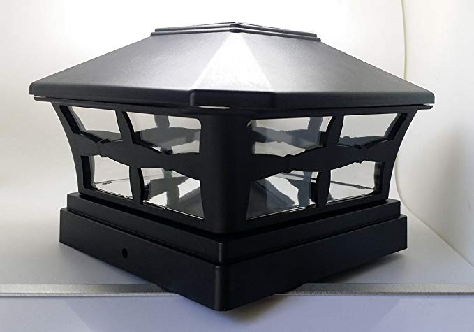 8 Piece Solar BLACK SEMI GLOSS TEXTURED FINISH Post Deck Fence Cap Lights for 5