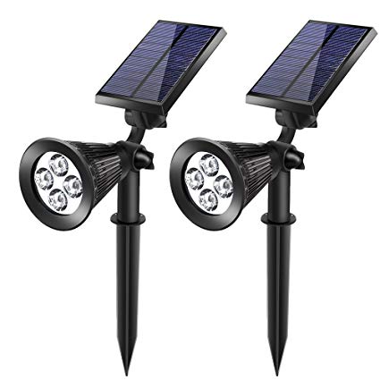 VersionTech Solar Spotlight, Super-powered Waterproof Adjustable 2-in-1 Outdoor Landscape Wall Lights with Sensor Auto On/Off for Driveway,Pathway,Pool, Yard, Lawn, Garden(2-Pack)