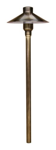 Dabmar Lighting LV75-ABS Large Top Solid Brass Path Light, 20W 12V, Antique Brass Finish