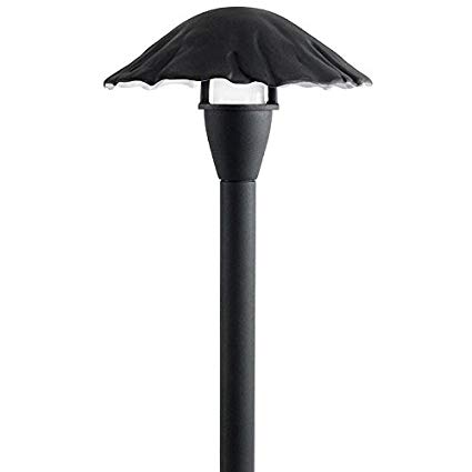 12V / 120V Cast Brass Mushroom Top Pathway Light with Frosted Glass Diffuser - PALD-SH23-FR (Black)