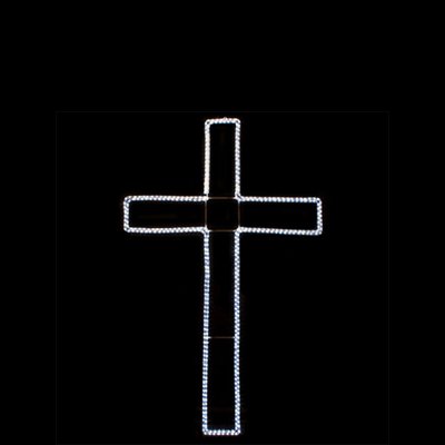 2' Cool White LED Cross Lighted Motif Rope Light Holiday Silhouette Display