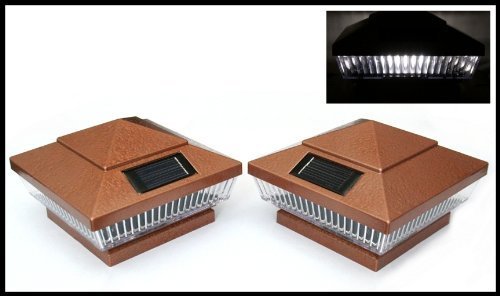 10-Pack Solar Hammered Bronze Finish Post Deck Fence Cap Lights for 5