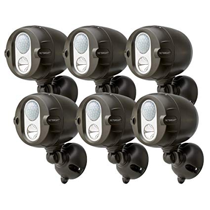 Mr Beams MBN356 Networked LED Wireless Motion Sensing Spotlight System with NetBright Technology, 200-Lumens, Brown, 6-Pack