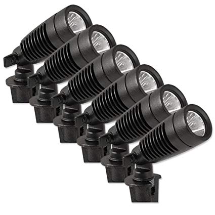 Moonrays 95536 1W Low Voltage LED Metal Spot Light (6) Transformer, Connectors, 50 Feet of Wire, 6 Pack Kit, Black