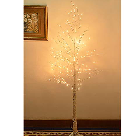 Strong Camel 8FT 132L LED Birch Light Tree W/ Icicle Twinkling (Warm White)