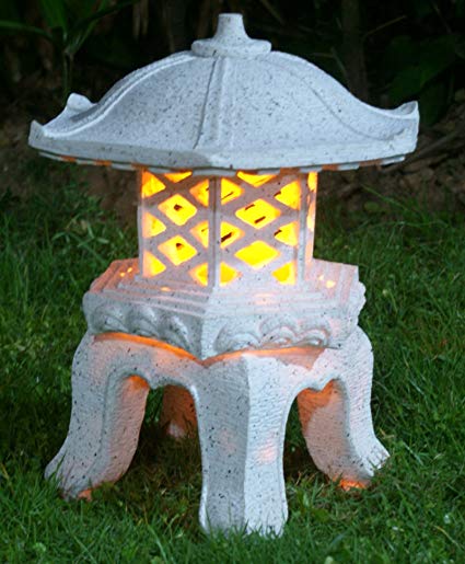 TIAAN 14”height Japanese style lantern Solar garden lamp Solar pagoda light