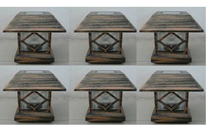 6 Kits New Bronze Outdoor Garden Solar Panel Post Deck Cap Light to Fit Wood post (4x4 = 3.5